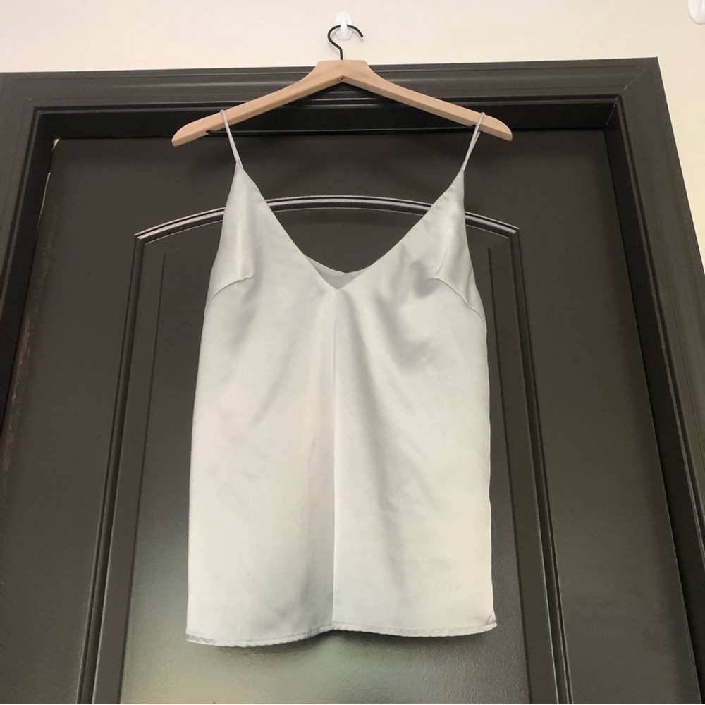 Silver/shiny/metallic silky satiny lightweight deep v-neck spaghetti strap cami